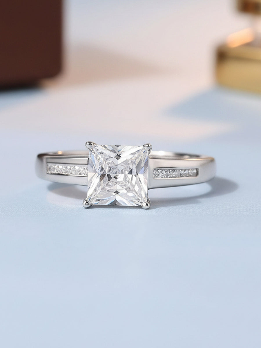 Classic Spark American Diamond Solitaire Silver Ring