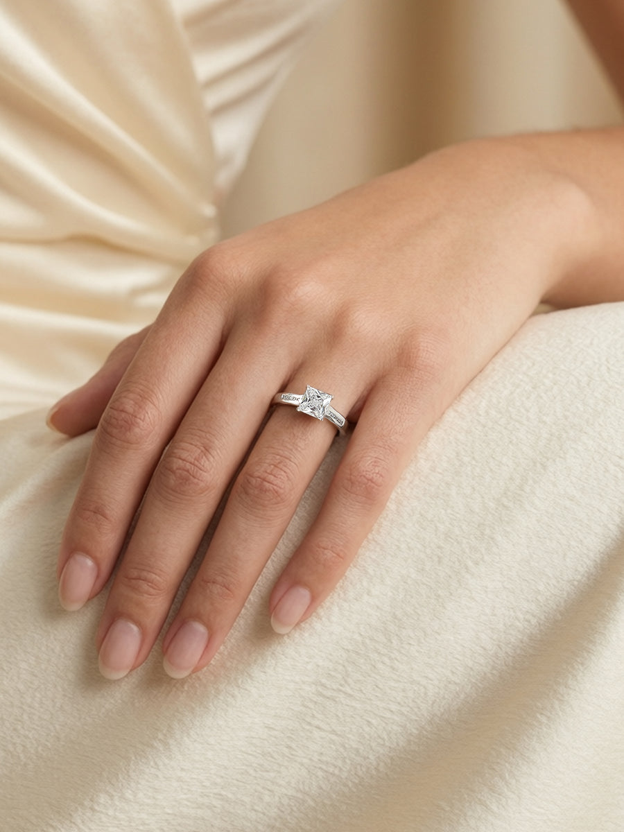 Classic Spark American Diamond Solitaire Silver Ring