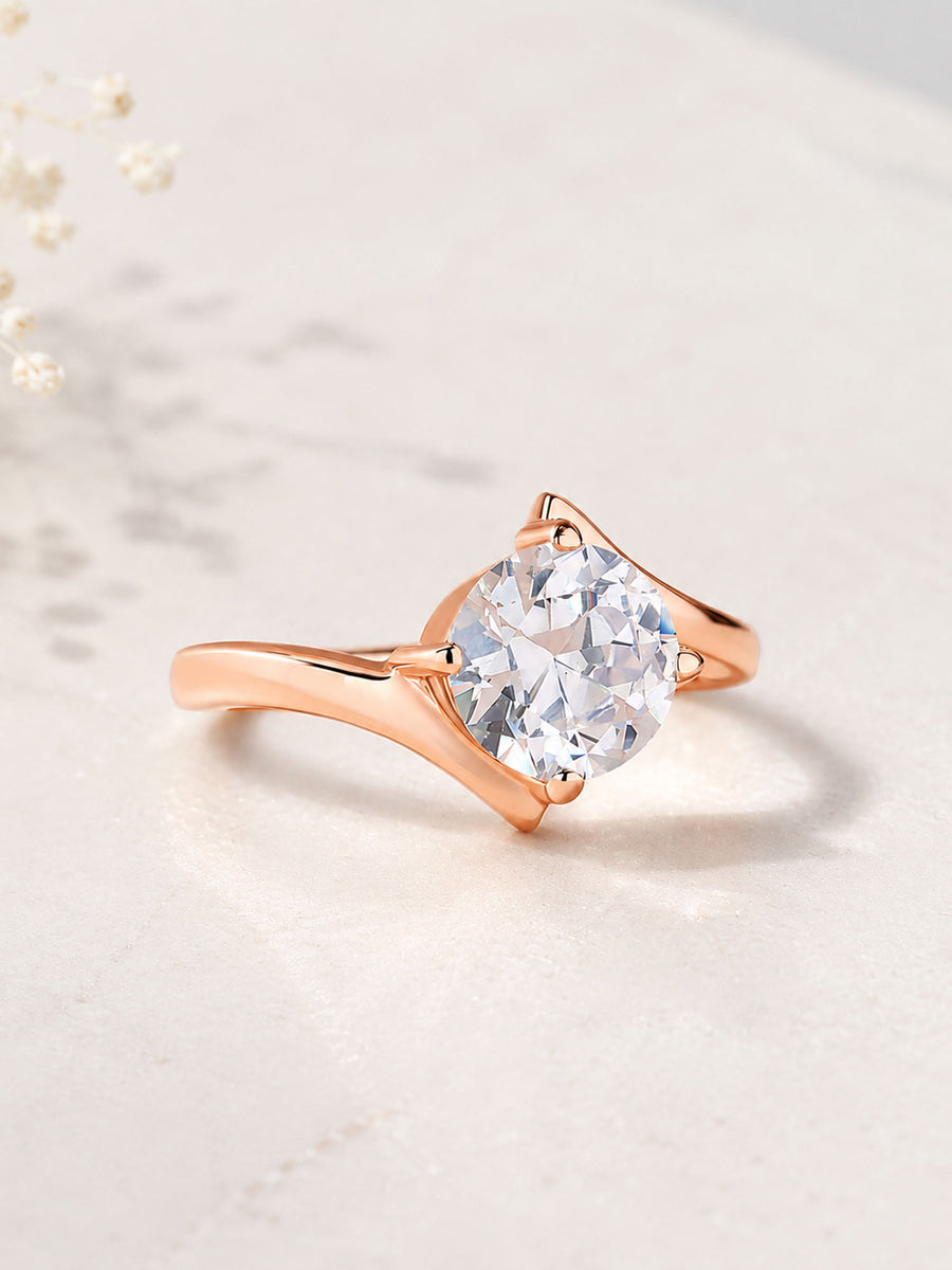 4 Ct. American Diamond Solitaire Rose Gold Plated Ring For Women