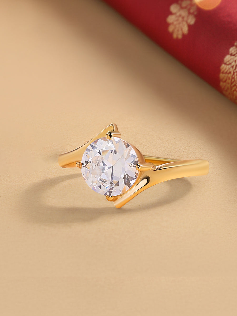 Carat Diamond Look Solitaire Gold Ring For Women