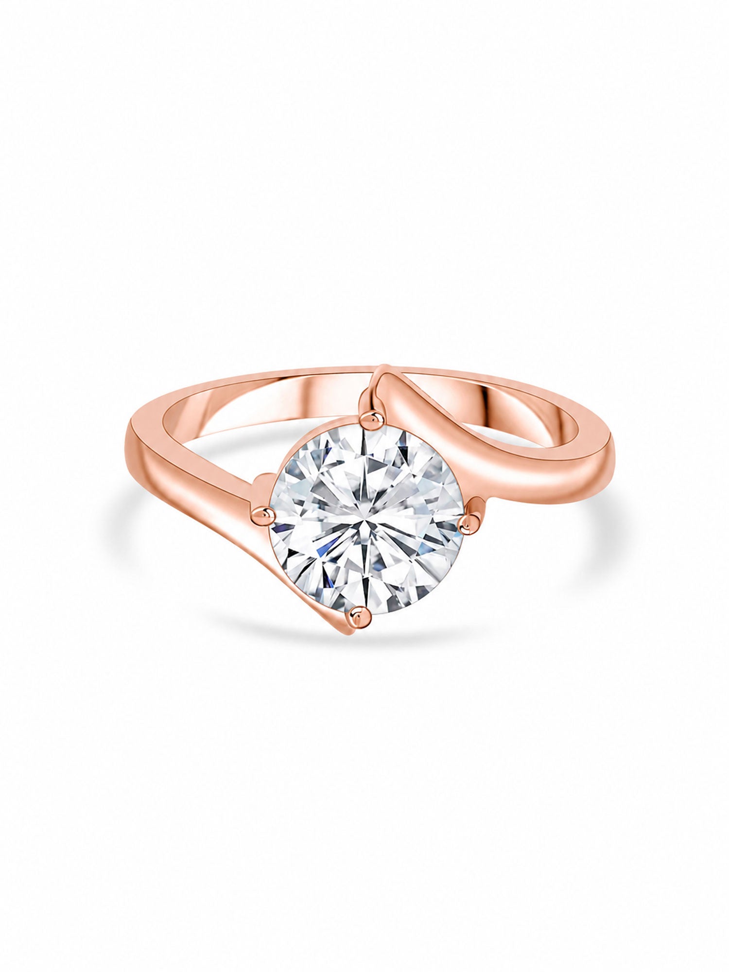 4 Ct. American Diamond Solitaire Rose Gold Plated Ring For Women