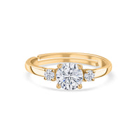 Classic Glow American Diamond Adjustable Yellow Gold Ring