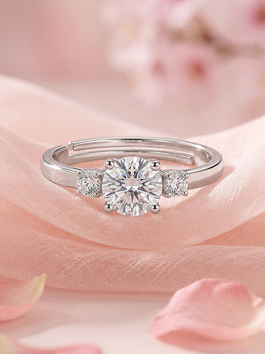 Classic Glow American Diamond Adjustable Silver Ring