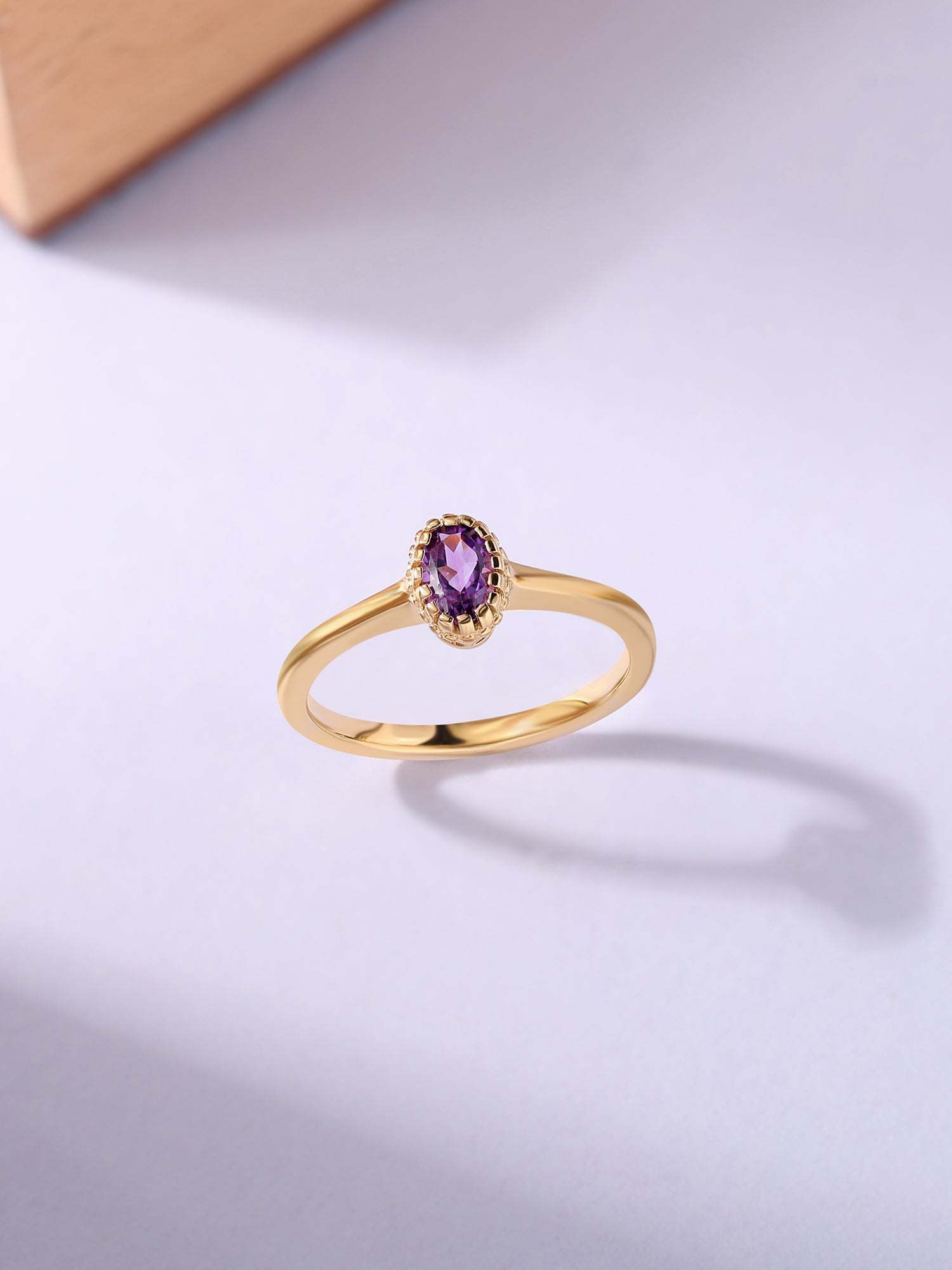 Violet Whisper Amethyst Oval Gold Ring