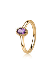 Violet Whisper Amethyst Oval Gold Ring