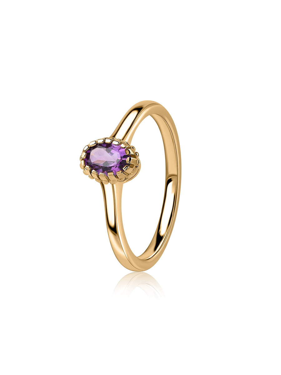 Violet Whisper Amethyst Oval Gold Ring