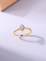 Natural Aquamarine Oval Gold Ring