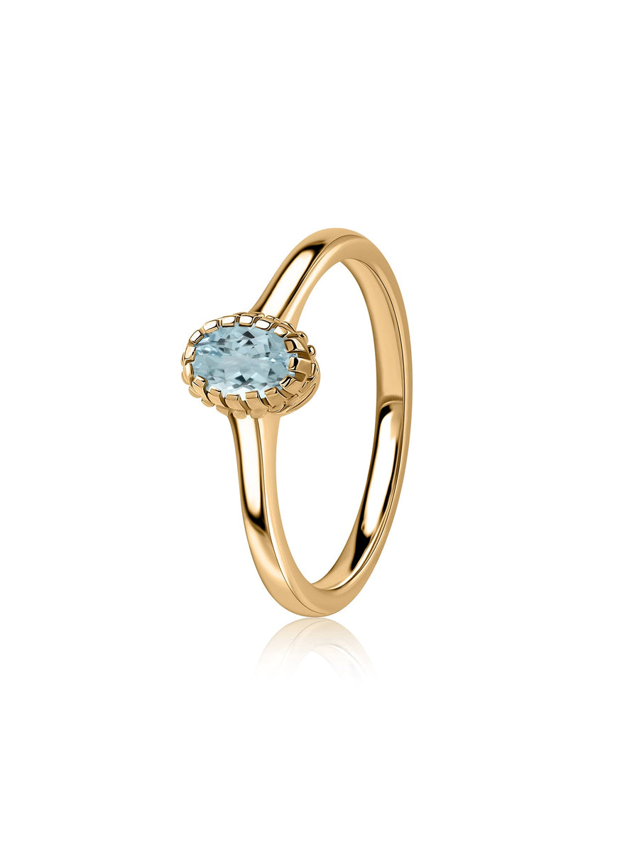 Natural Aquamarine Oval Gold Ring
