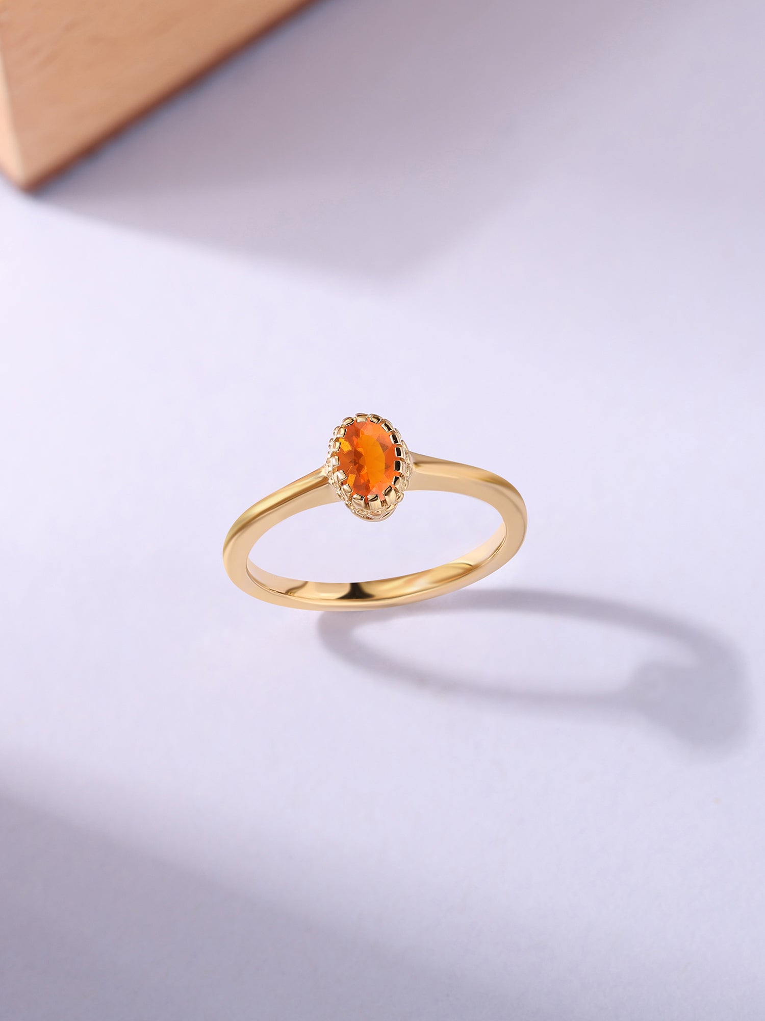 Natural Fire Opal Oval Gold Ring