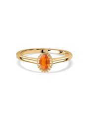 Natural Fire Opal Oval Gold Ring