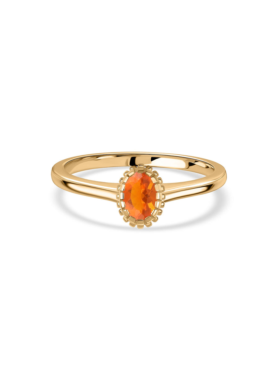 Natural Fire Opal Oval Gold Ring
