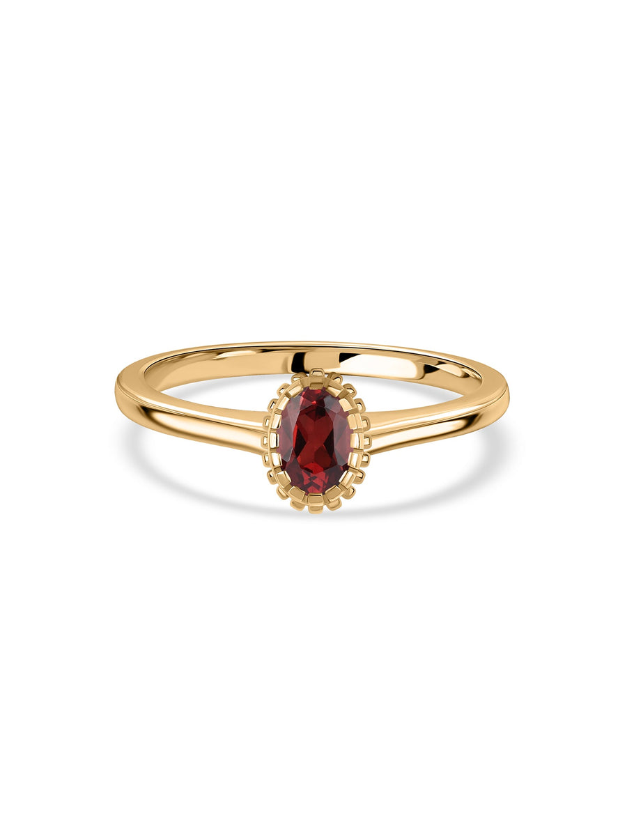 Natural Garnet Oval Gold Ring