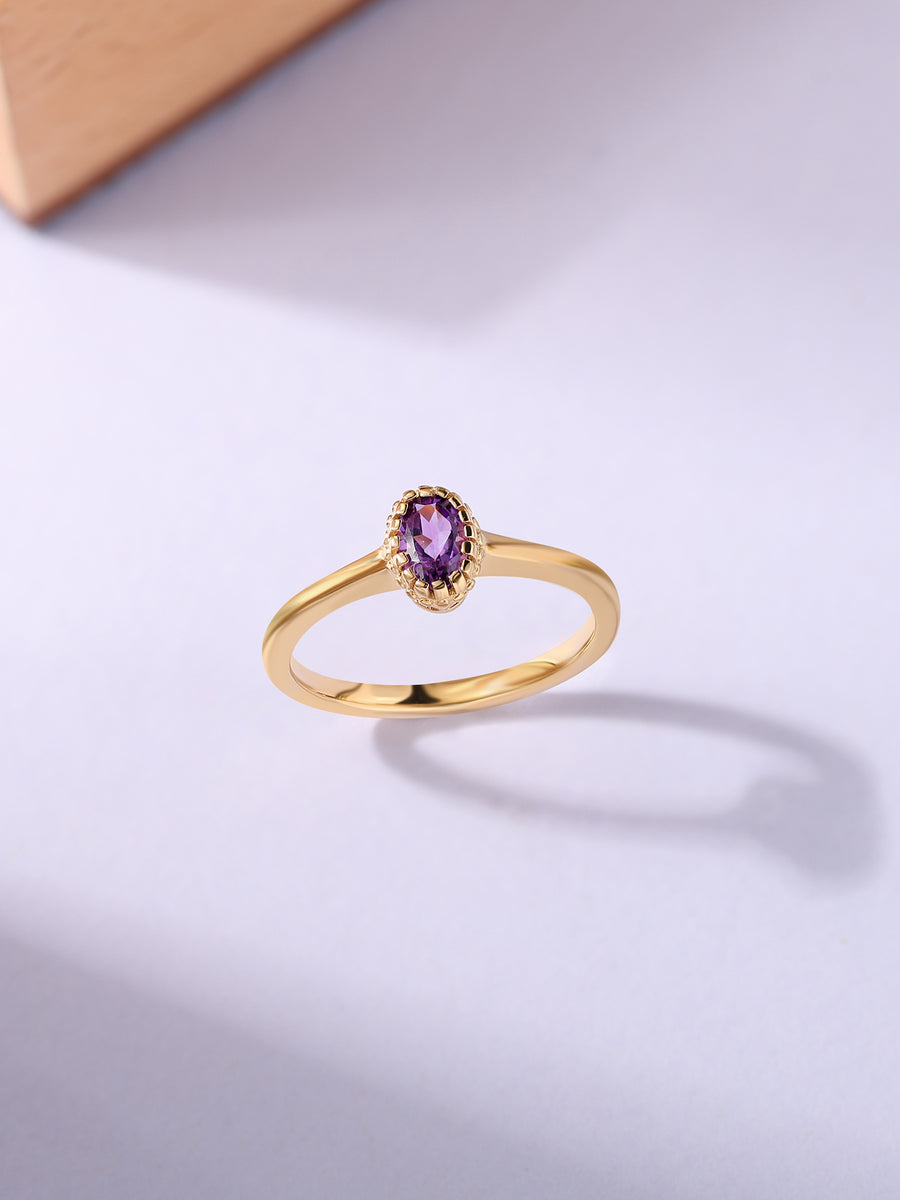 Violet Whisper Amethyst Oval Ring
