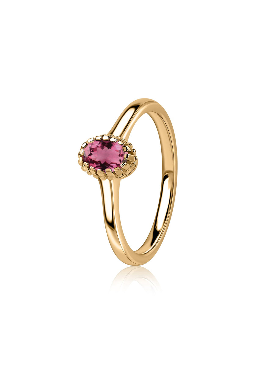 Natural Tourmaline Oval Gold Ring