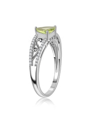 Lime Aura Peridot Trillion Silver Ring