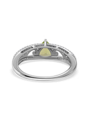 Lime Aura Peridot Trillion Silver Ring