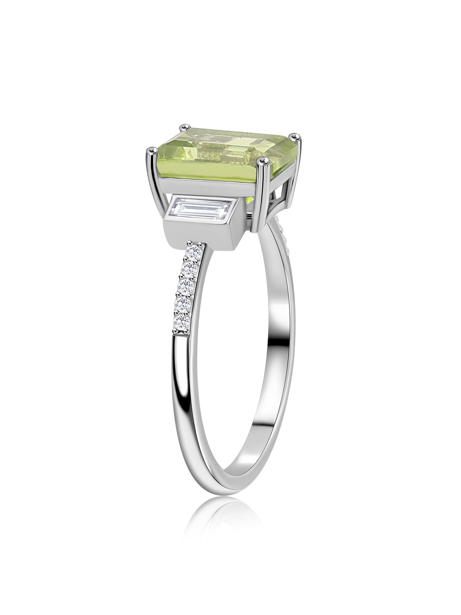 Verdant Edge Peridot Octagon Silver Ring