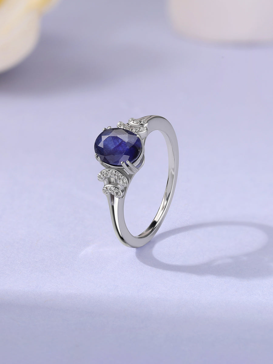 Natural Sapphire & White Topaz Vintage Ring