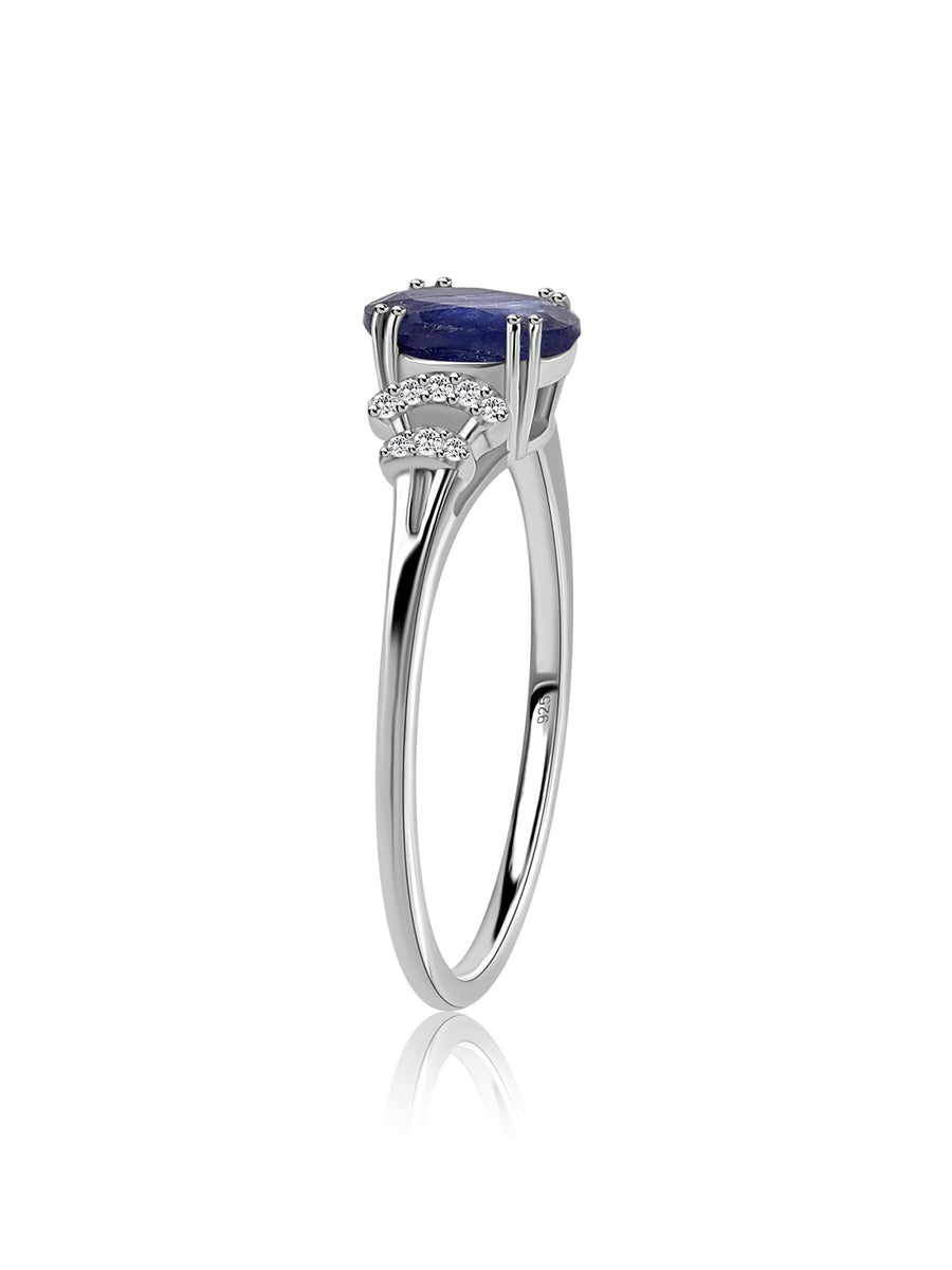 Natural Sapphire & White Topaz Vintage Ring