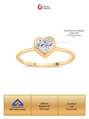 Lab Grown Solitaire Heart Diamond Ring