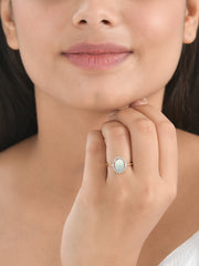 Ethiopian Opal Halo Diana Gold Ring