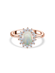Ethiopian Opal Halo Diana Gold Ring
