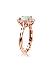Ethiopian Opal Halo Diana Gold Ring