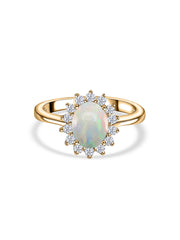 Ethiopian Opal Halo Diana Gold Ring
