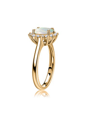 Ethiopian Opal Halo Diana Gold Ring