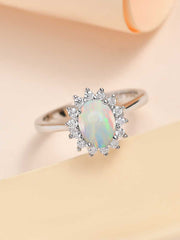 Ethiopian Opal Halo Diana Gold Ring