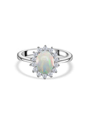 Ethiopian Opal Halo Diana Gold Ring