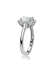 Ethiopian Opal Halo Diana Gold Ring