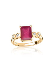 Royal Ember Thai Ruby Octagon Silver Ring