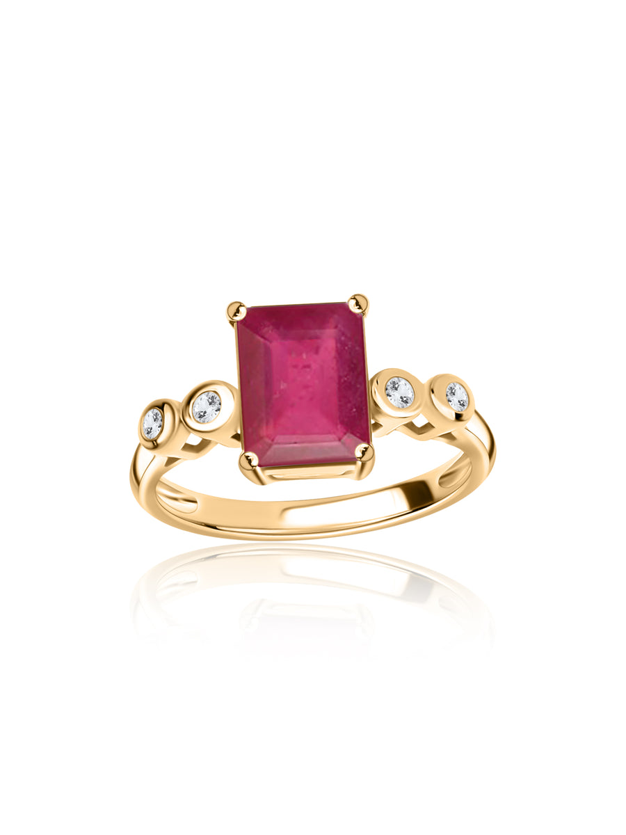 Royal Ember Thai Ruby Octagon Silver Ring