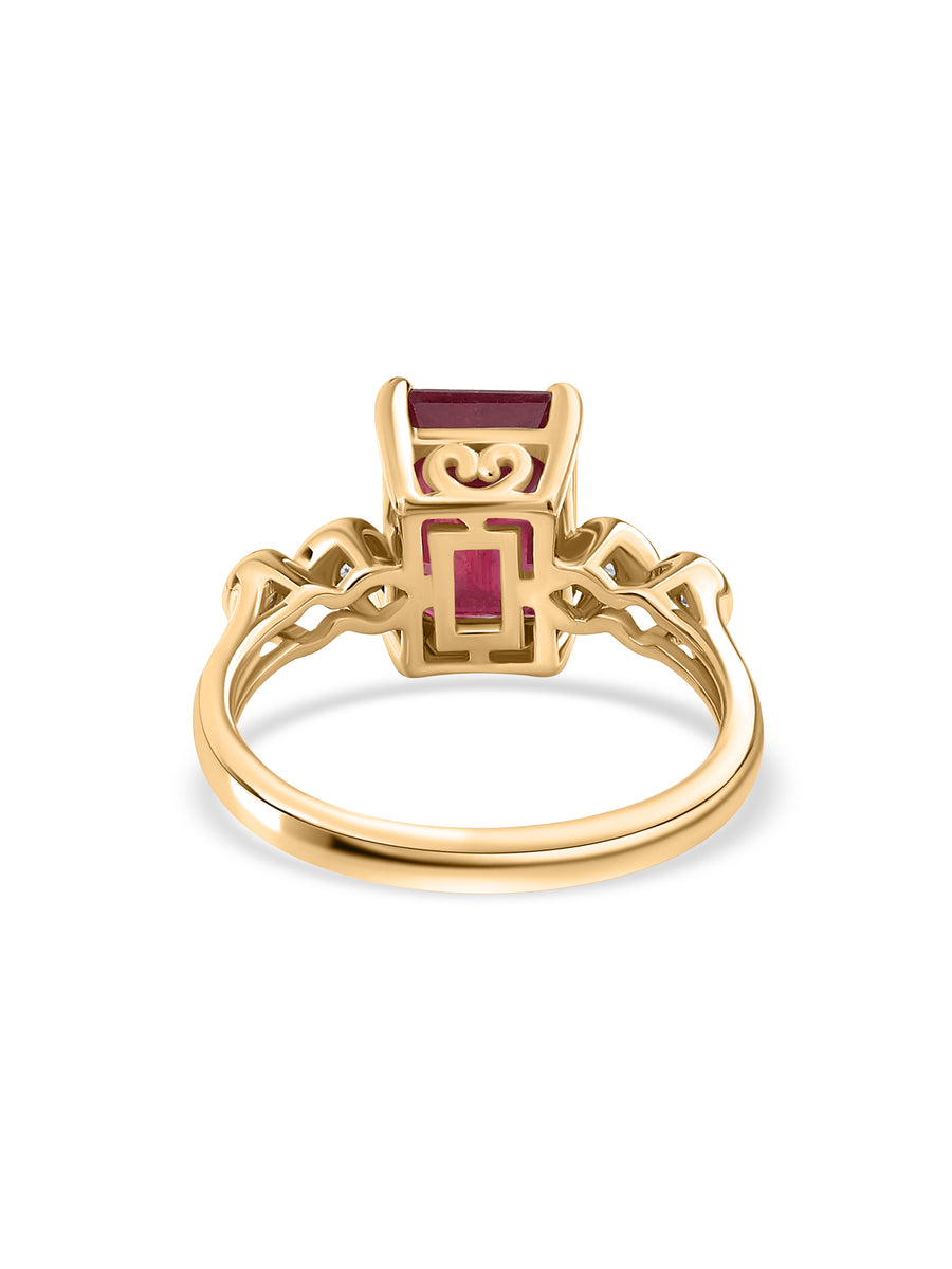 Royal Ember Thai Ruby Octagon Silver Ring