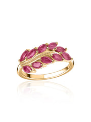 Crimson Leaf Thai Ruby Silver Ring
