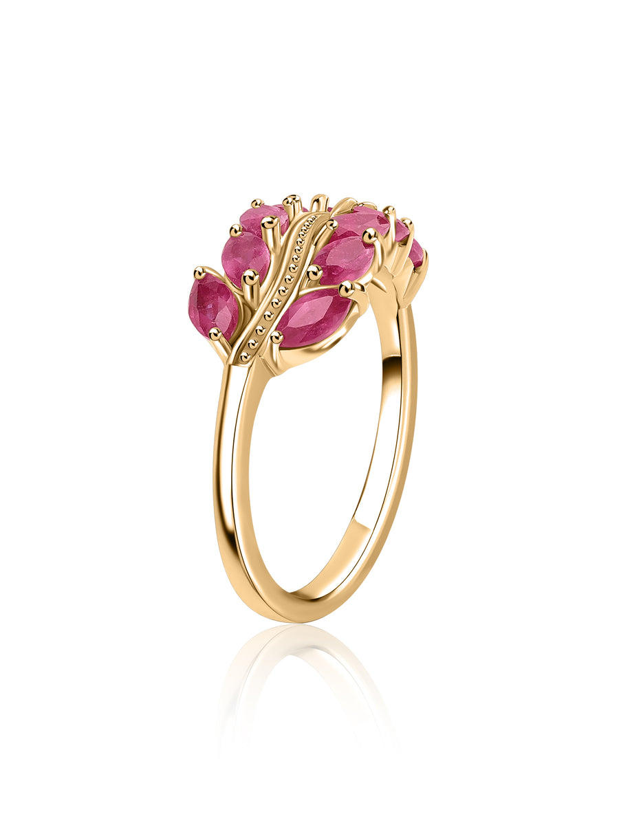 Crimson Leaf Thai Ruby Silver Ring