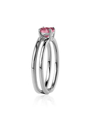 Pink Tourmaline Classic Solitaire Silver Ring