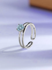 Aquamarine Classic Solitaire Silver Ring