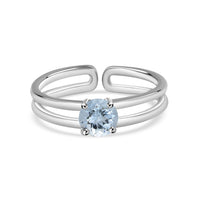 Aquamarine Classic Solitaire Silver Ring