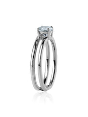 Aquamarine Classic Solitaire Silver Ring