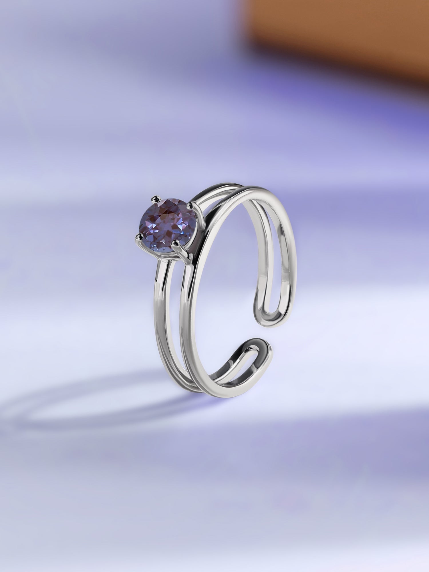Alexandrite Classic Solitaire Silver Ring