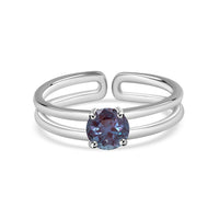 Alexandrite CZ Classic Solitaire Silver Ring