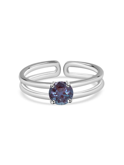 Alexandrite CZ Classic Solitaire Silver Ring