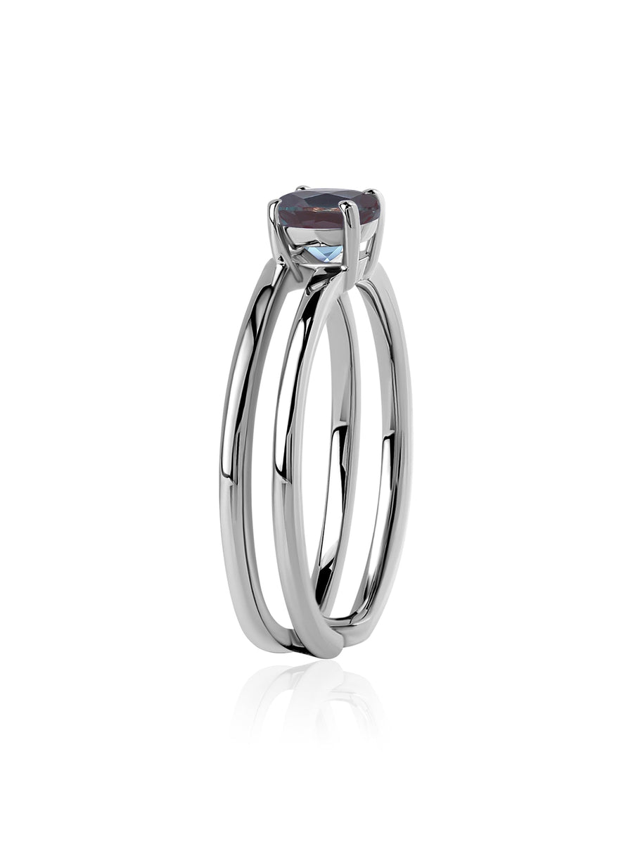 Alexandrite Classic Solitaire Silver Ring