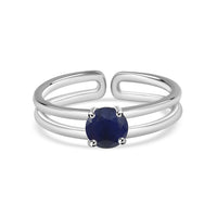 Natural Blue Sapphire Classic Solitaire Silver Ring