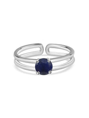 Blue Sapphire Classic Solitaire Silver Ring
