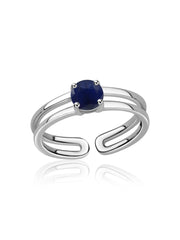 Blue Sapphire Classic Solitaire Silver Ring