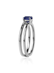 Blue Sapphire Classic Solitaire Silver Ring