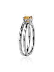 Citrine Classic Solitaire Silver Ring